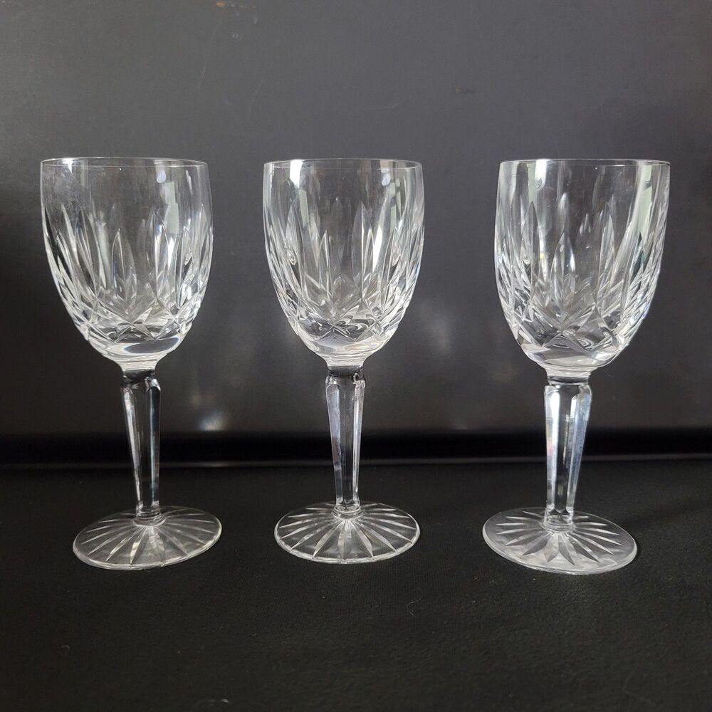 Diamond Heavy Crystal Cut Glass Claret Stemmed Wine Glasses 3 Pcs